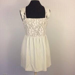 Ivory Cream Lace Zippered Dress with Pockets